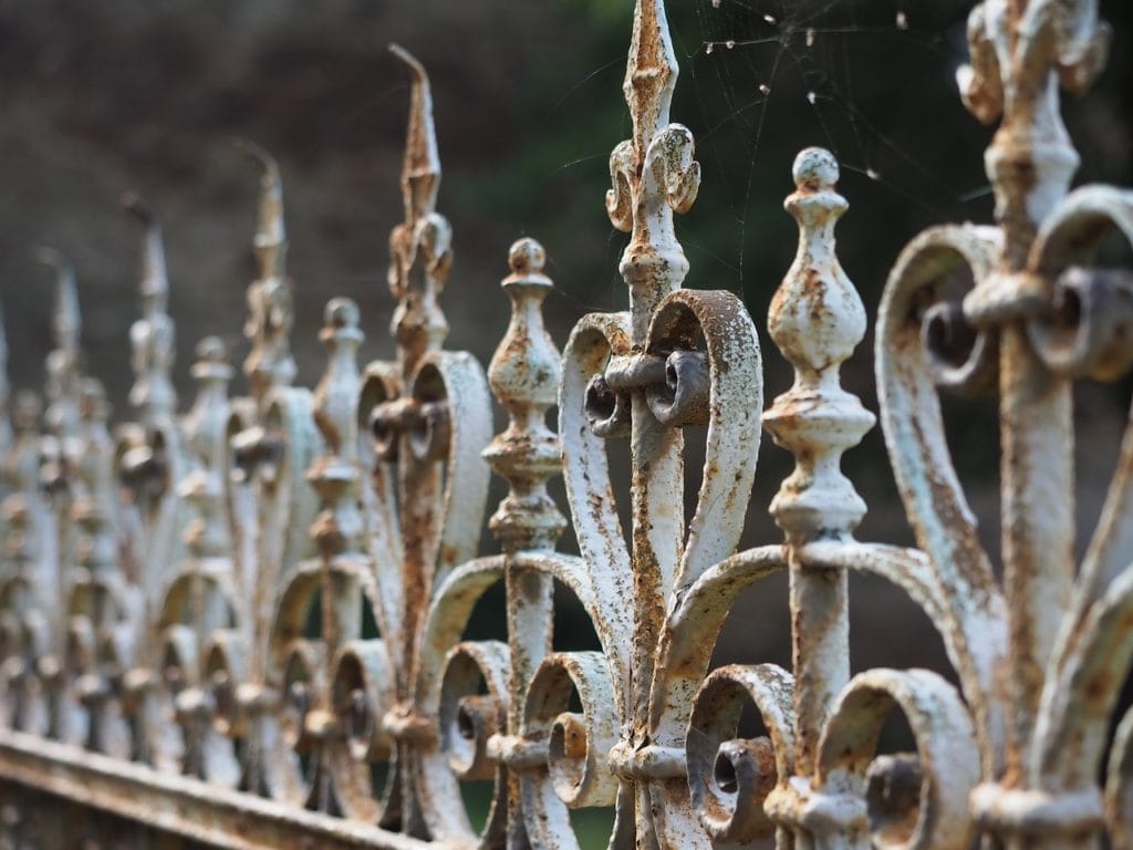 close up wrought iron fence